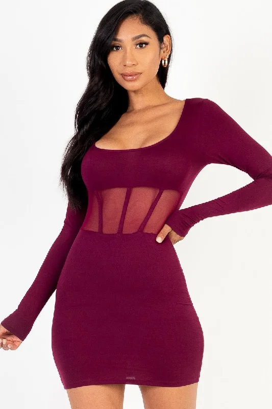 Square neck mesh corset mini dress Stylish Sweetheart Neck Mini Dress