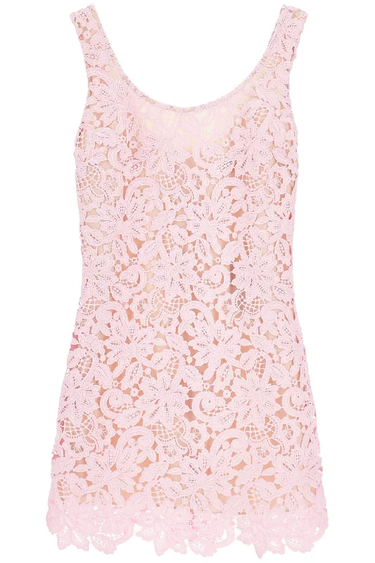 sleeveless mini dress in floral PF24 152S P PINK Elegant Satin Lace Mini Dress