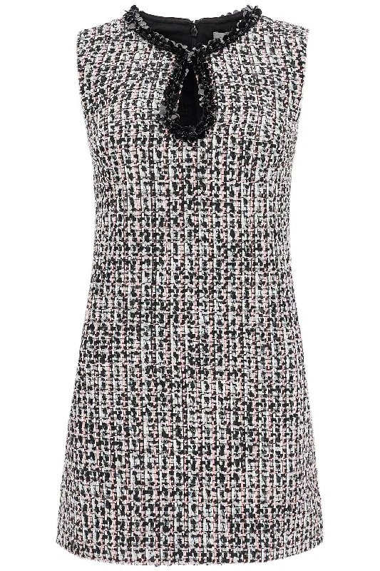 tweed bouclé mini dress with PF24 173S B BLACK Fashionable Lace Mini Dress