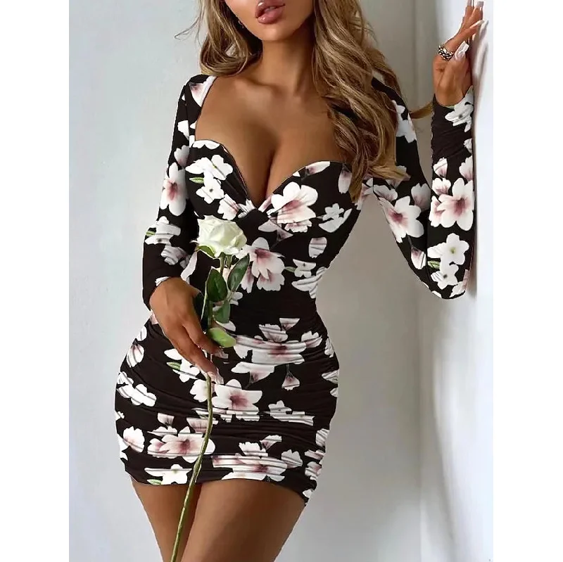 Women's Sheath Short Mini Dress Stylish Button-Down Mini Dress