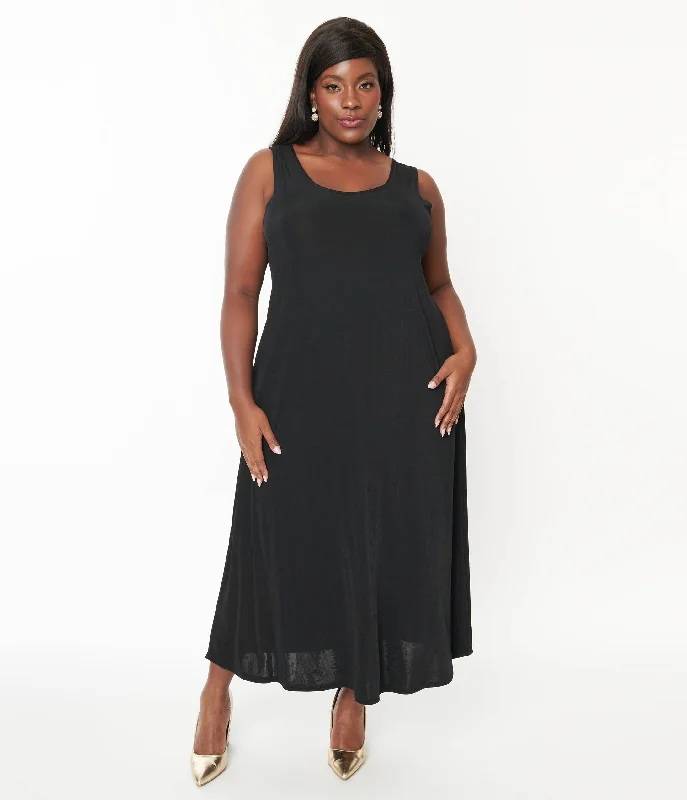 Black Slip Maxi Dress Elegant Wraparound Maxi Dress