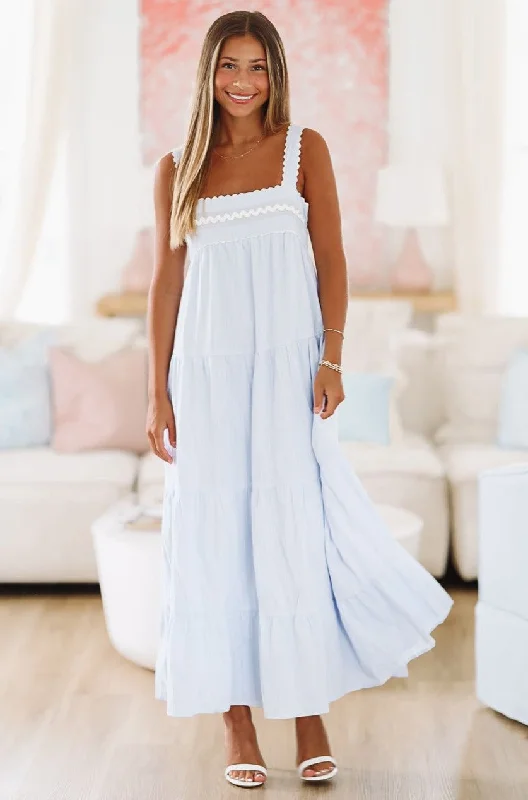 Blue By You Maxi Dress - Blue Comfortable Maxi Dress with Sleeves