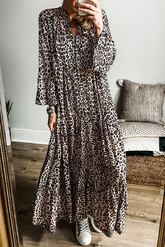 Christy Leopard Print Maxi Dress | S-XL | PRE ORDER Elegant Maxi Dress with Pockets