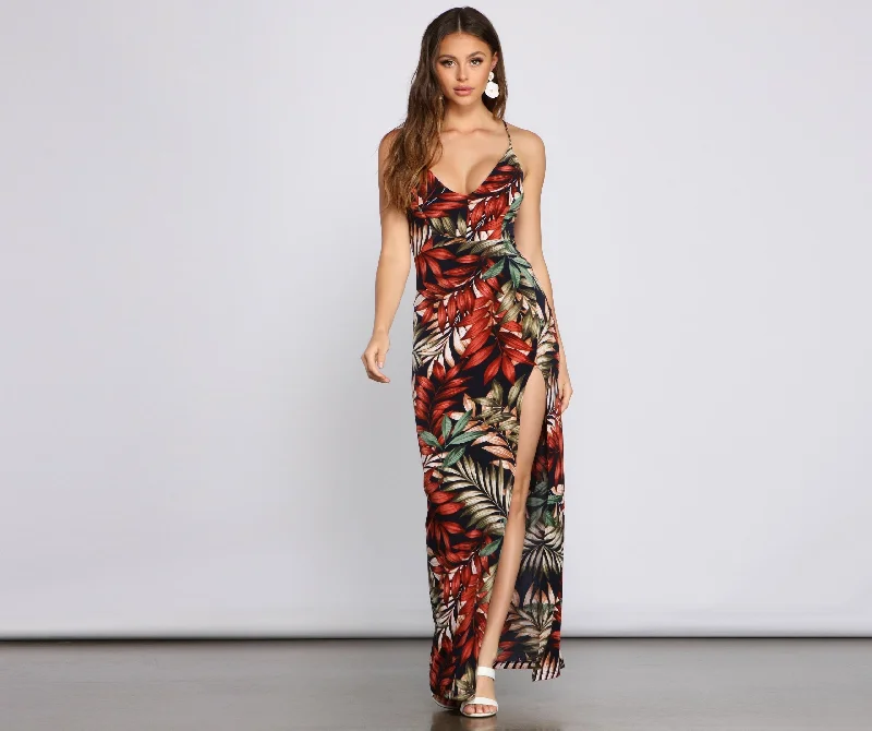 Off To The Charming Tropics Maxi Dress Comfortable Maxi Dress with Belt