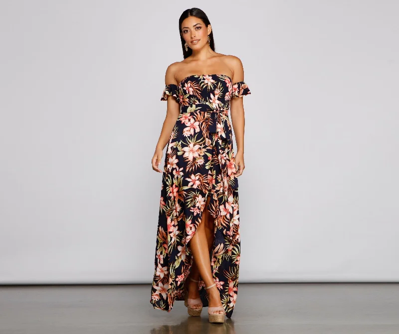 Tropical Sunsets Stylish Maxi Dress Comfortable Fitted Maxi Dress