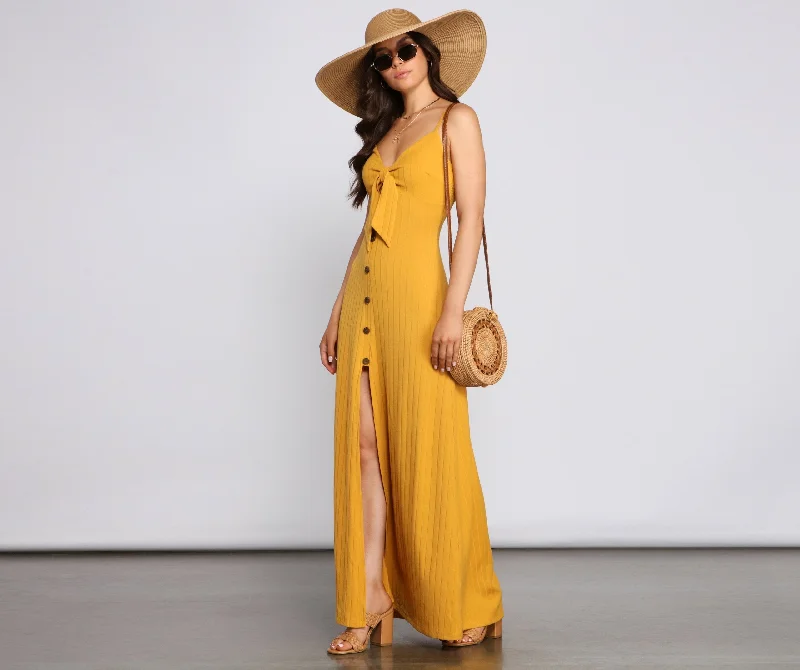 Casual Glam Ribbed Charming Knit Maxi Dress Casual Maxi Dress with Pockets