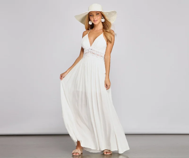 Stylish Girl Summer Charming Crochet Maxi Dress Cozy Longline Maxi Dress