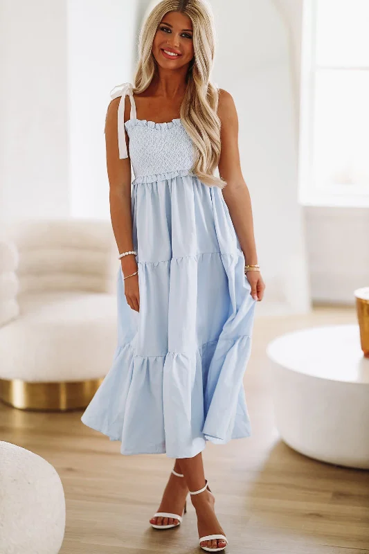 Dear Diary Maxi Dress - Blue Elegant Maxi Dress with Lace