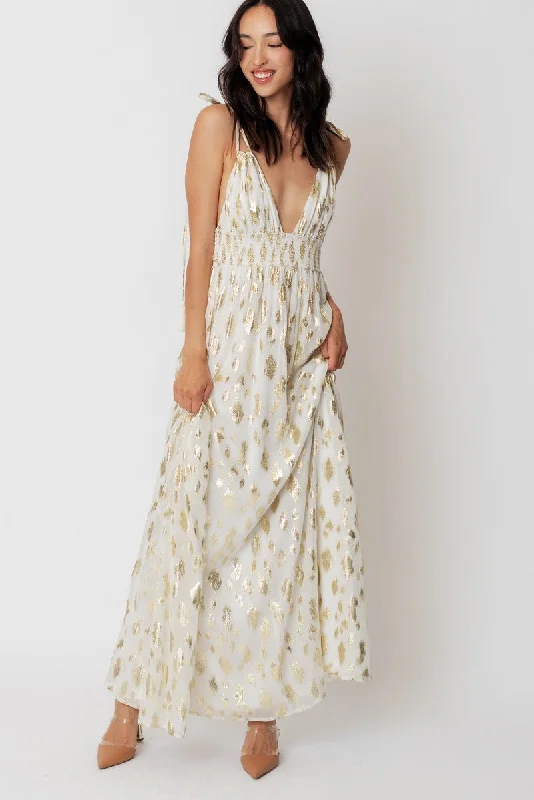 Demetra Maxi Dress - Ivory Elegant Maxi Dress with Lace