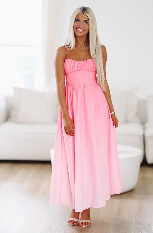 Dreamland Maxi Dress - Pink Classic Solid Maxi Dress