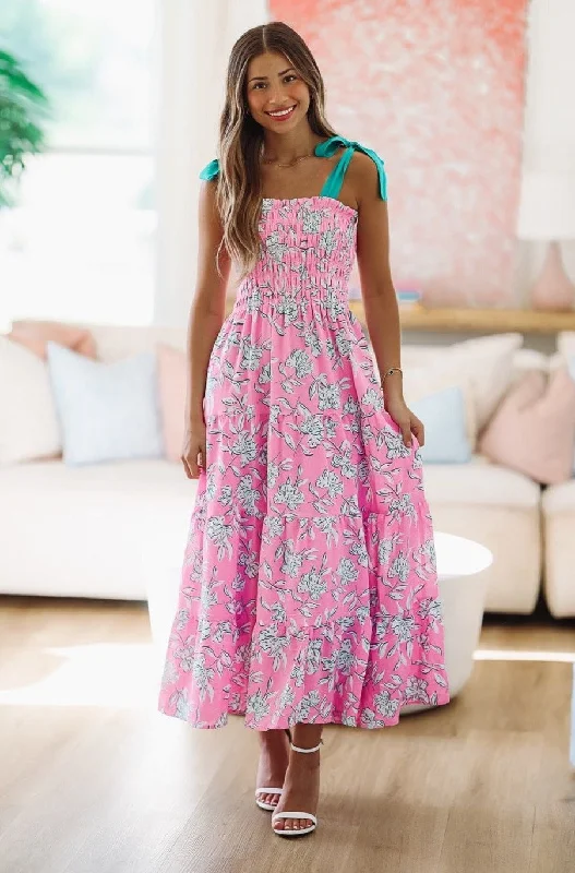 Fond Reflections Floral Maxi Dress - Pink Trendy A-Line Maxi Dress