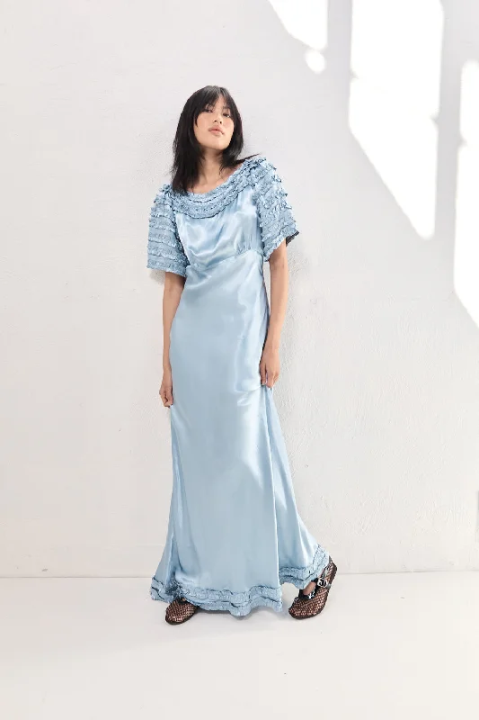 Freja Satin Maxi Dress Sky Stylish Longline Maxi Dress