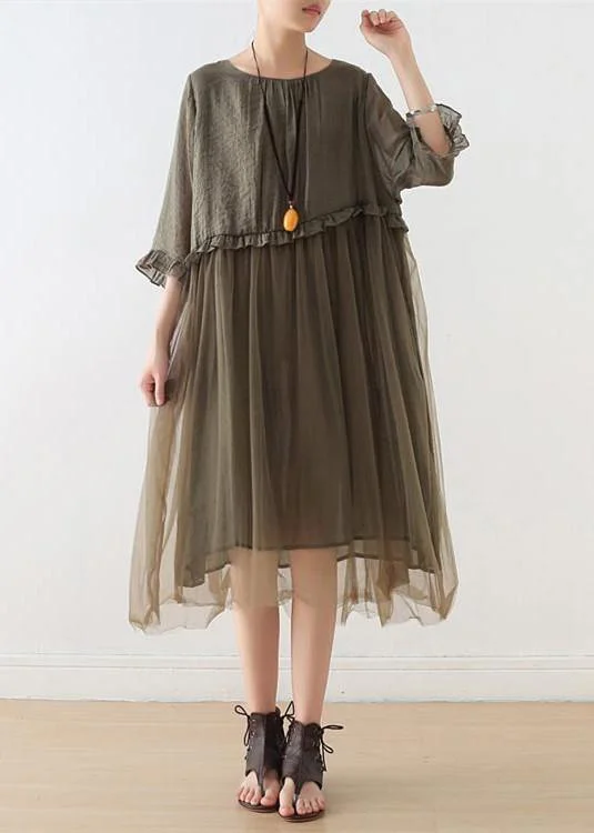 French Tea Green Tull Maxi dresses patchwork chiffon Summer Dress Fashionable Layered Maxi Dress