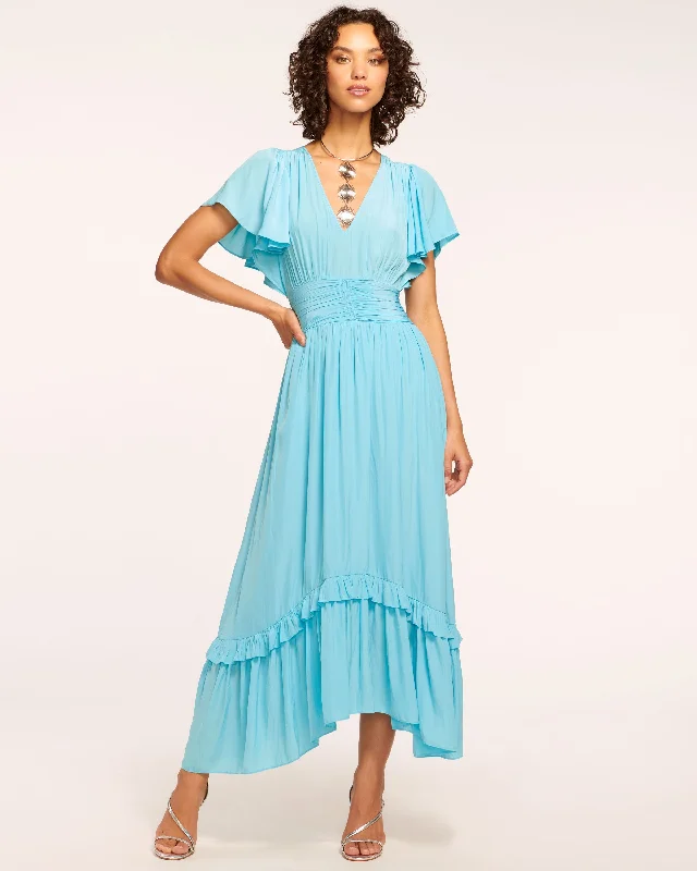 Joanie Short Sleeve Maxi Dress Fashionable Asymmetrical Maxi Dress