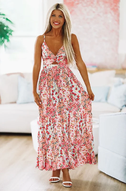 Just My Favorite Maxi Dress - Pink Trendy Ruffled Maxi Dress