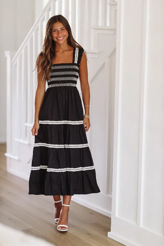 Lola in Black Maxi Dress - Black Classic Tulle Maxi Dress