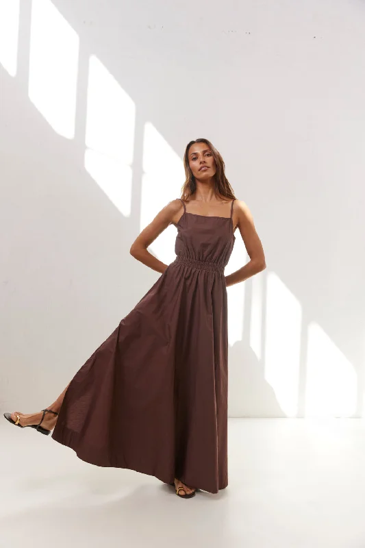 Lou Maxi Dress Chocolate Comfortable T-Shirt Maxi Dress