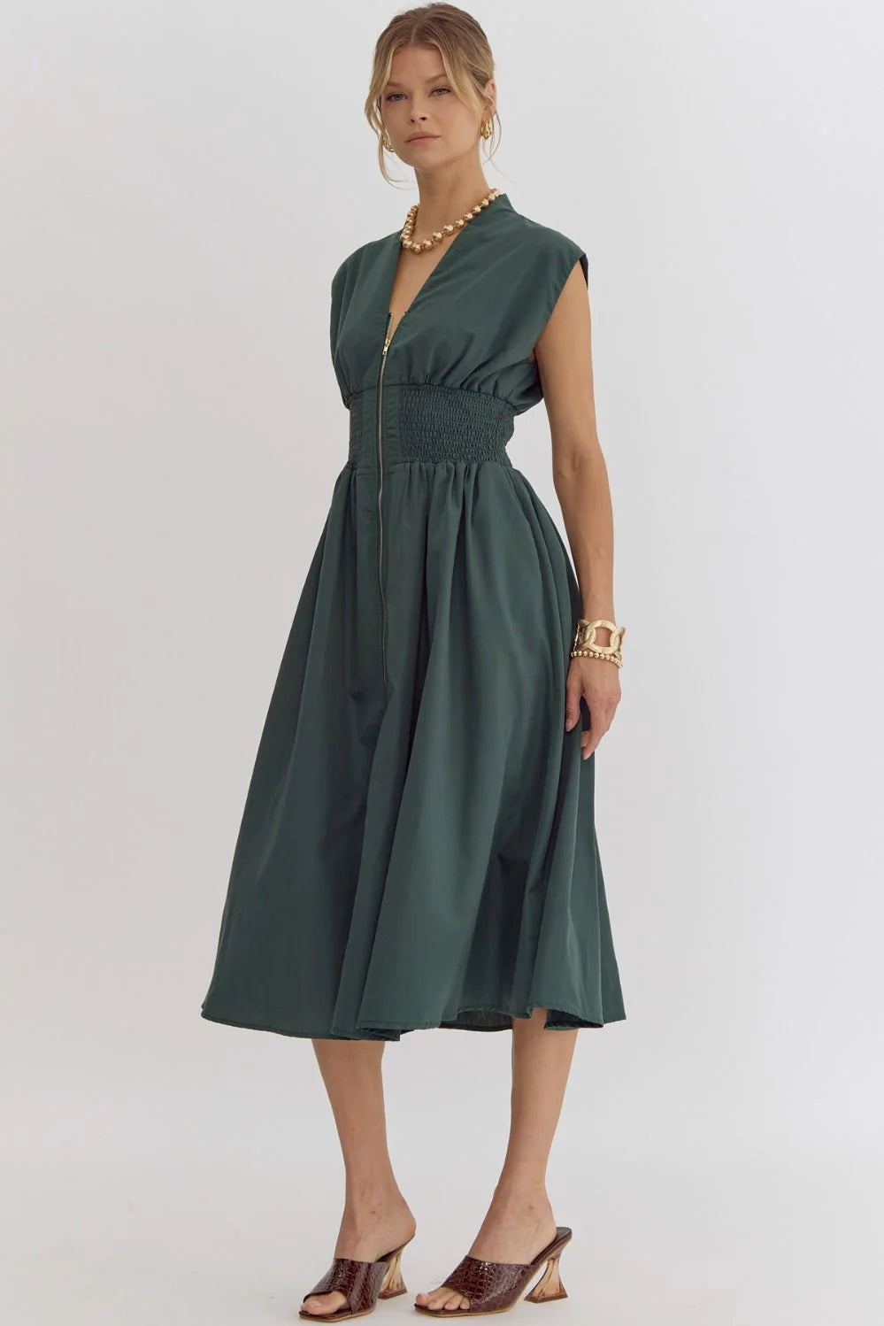 Marylin Maxi Dress - Hunter Green Fashionable Halter Neck Maxi Dress