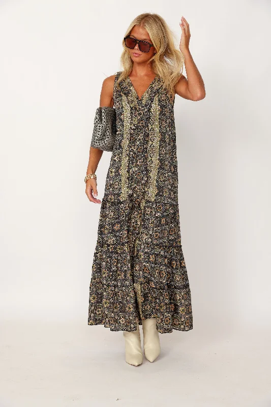 Melton Printed Maxi Dress Fashionable Sheer Maxi Dress