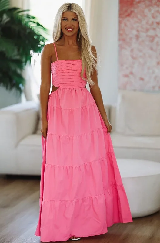 One Lucky Girl Maxi Dress - Pink Elegant Sleeveless Maxi Dress