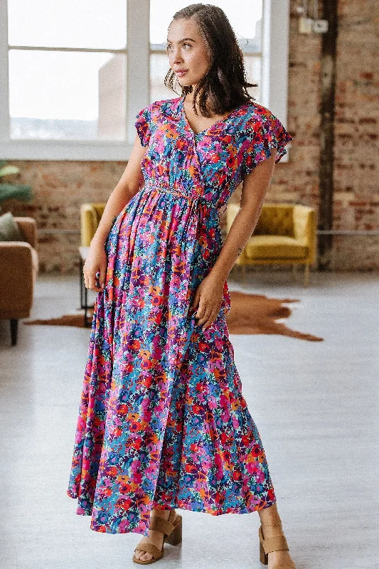 SALE - Perez Floral Print Maxi Dress | S-XL Trendy V-Neck Maxi Dress