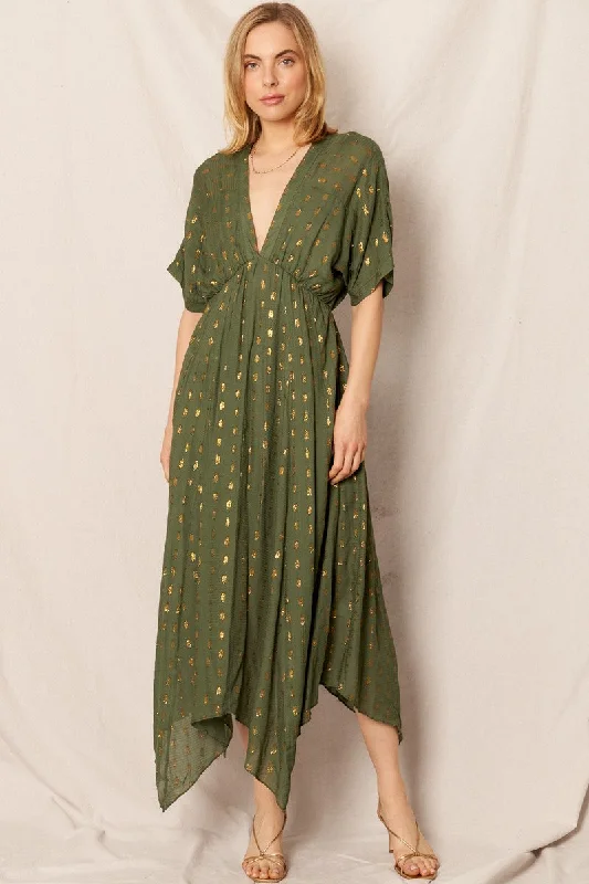 Sofia Maxi Dress - Green Stylish Off-Shoulder Maxi Dress