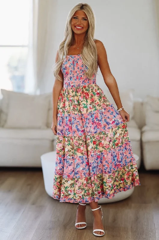 Spring Into Summer Maxi Dress - Pink and Yellow Stylish A-Line Maxi Dress