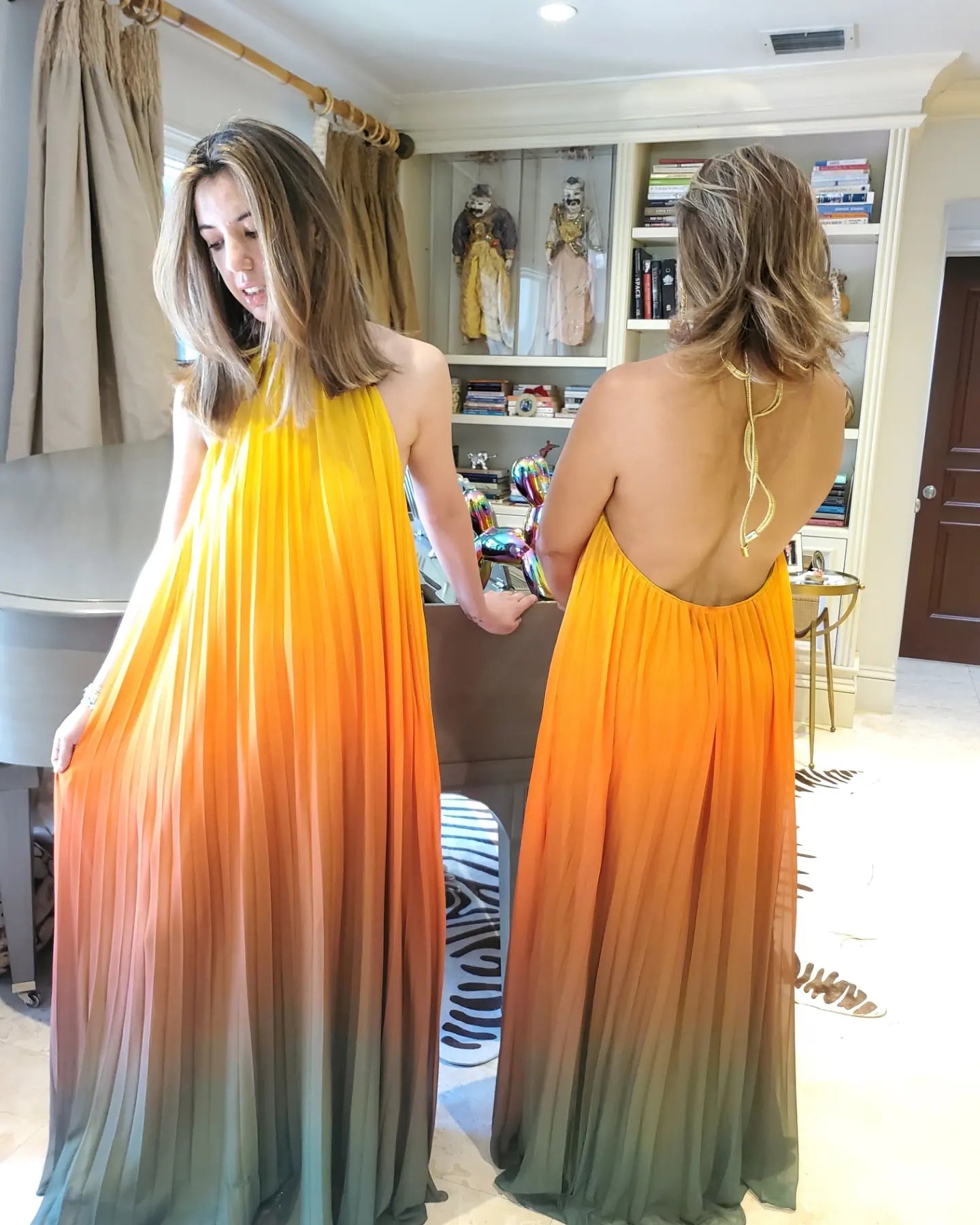 SUNSET OMBRE PLEATED MAXI DRESS Stylish Maxi Dress with Pleats