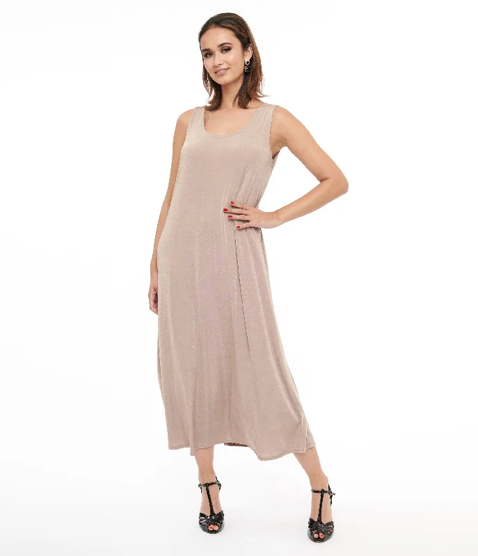 Taupe Slip Maxi Dress Chic Button-Up Maxi Dress