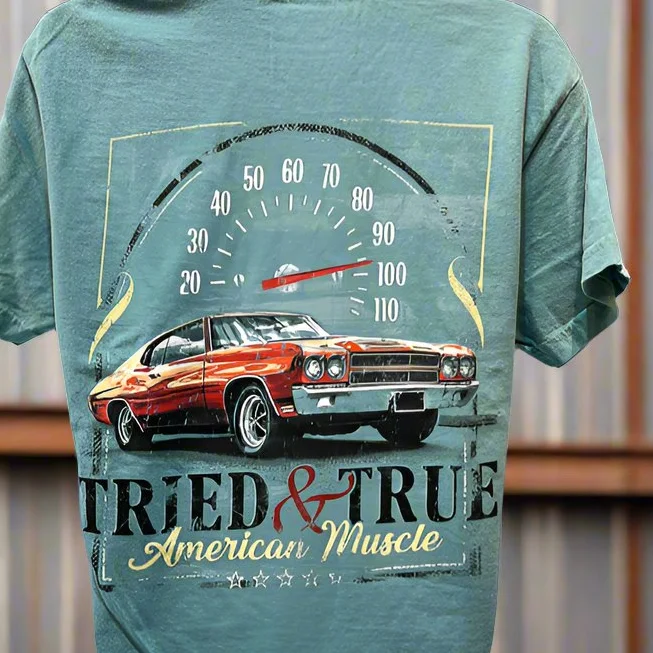 Tried & True American Muscle Short Sleeve T-Shirt - Comfort Colors 100% CottonMens or Womens Fleece Nylon Spandex