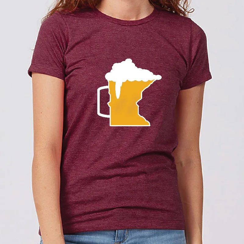 Beer Mug Minnesota Women's Slim Fit T-Shirt Thin T-Shirt Open Front Quick Dry