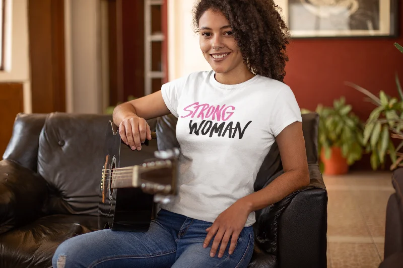 ADULT WOMEN MOTIVATIONAL T-SHIRT | STRONG WOMAN Chenille Brocade Lace