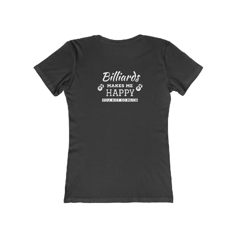 "Billiards Makes Me Happy" Women's Boyfriend Tee Satin Fabric Silk Fabric Chiffon Fabric