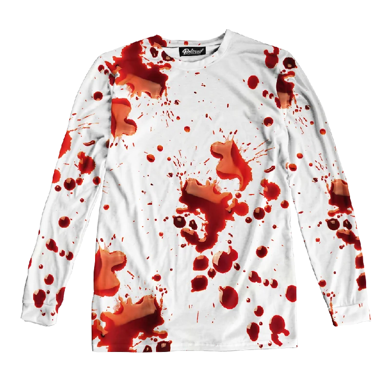 Blood Splatter Unisex Long Sleeve Tee Ribbed Striped Patterned