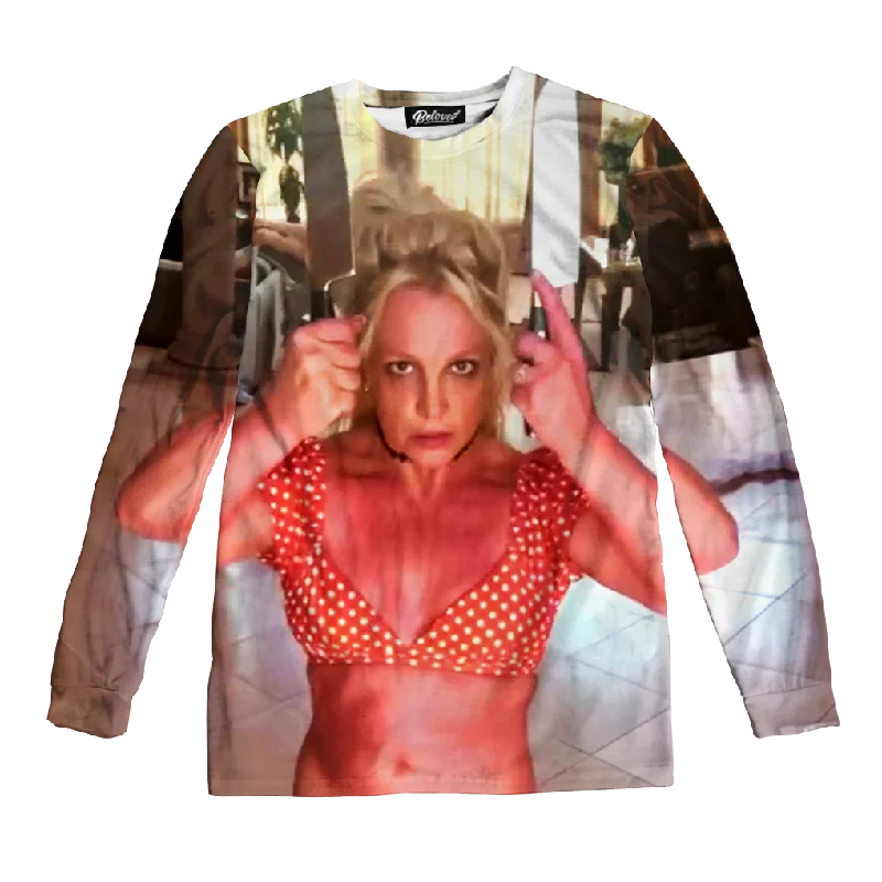 Britney Knives Unisex Long Sleeve Tee Rayon Velvet Corduroy