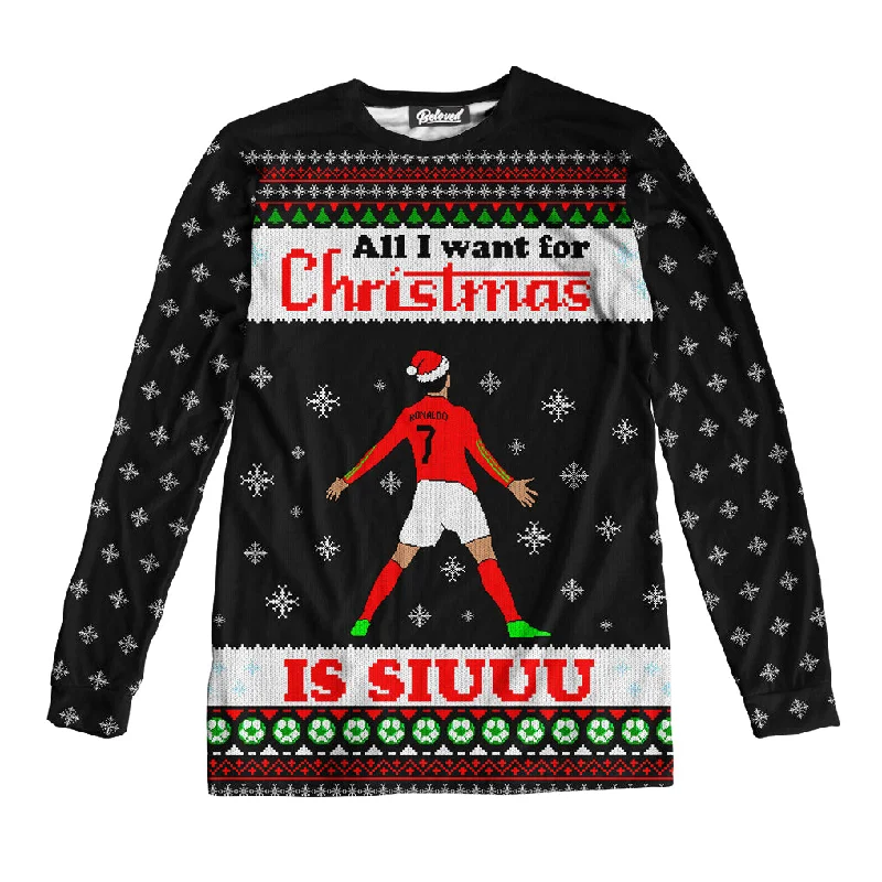 Christmas Siu Unisex Long Sleeve Tee Collared Crew Neck Turtle Neck