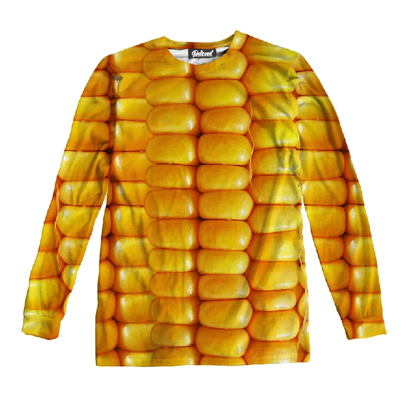 Corn Cob Unisex Long Sleeve Tee Zippered Front Buttoned Front Snap Front