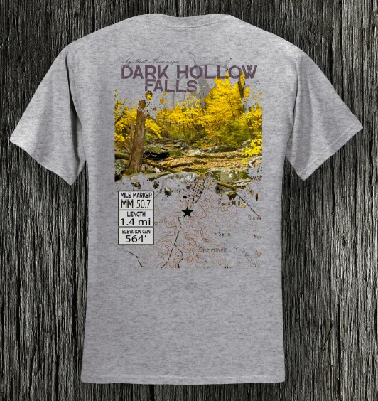 Dark Hollow Falls Shenandoah National Park 50/50 Cotton and Poly Midweight Unisex T-Shirt Boxy Fit Fitted Loose