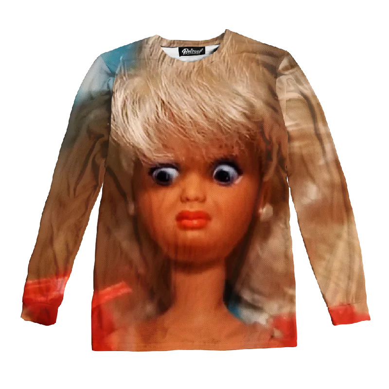 Disgust Barbie Unisex Long Sleeve Tee Beaded Sequined Faux Fur