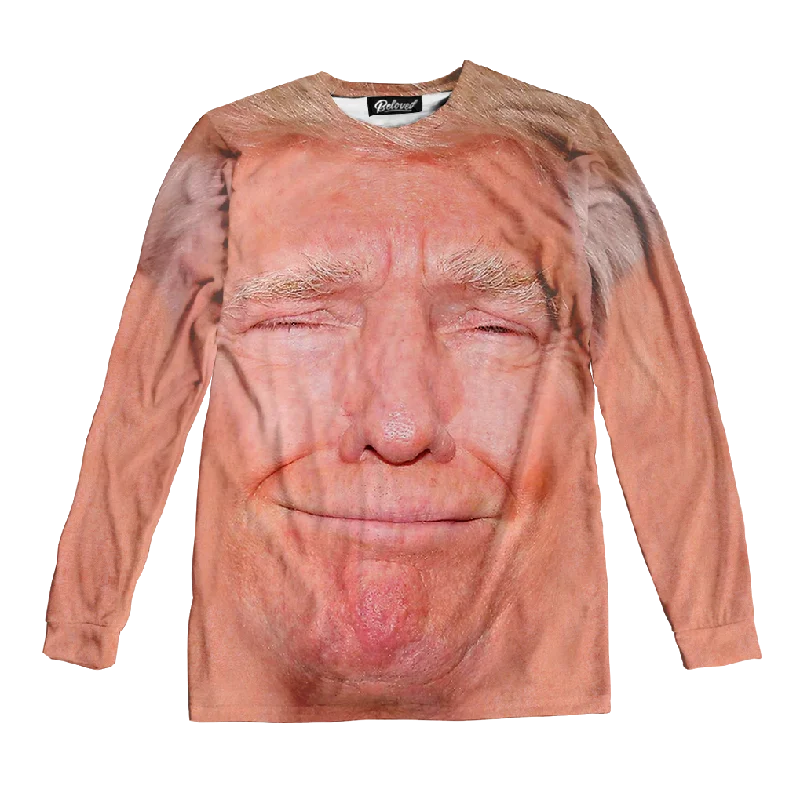 Donald's Smile Unisex Long Sleeve Tee Zippered Buttoned Snapped