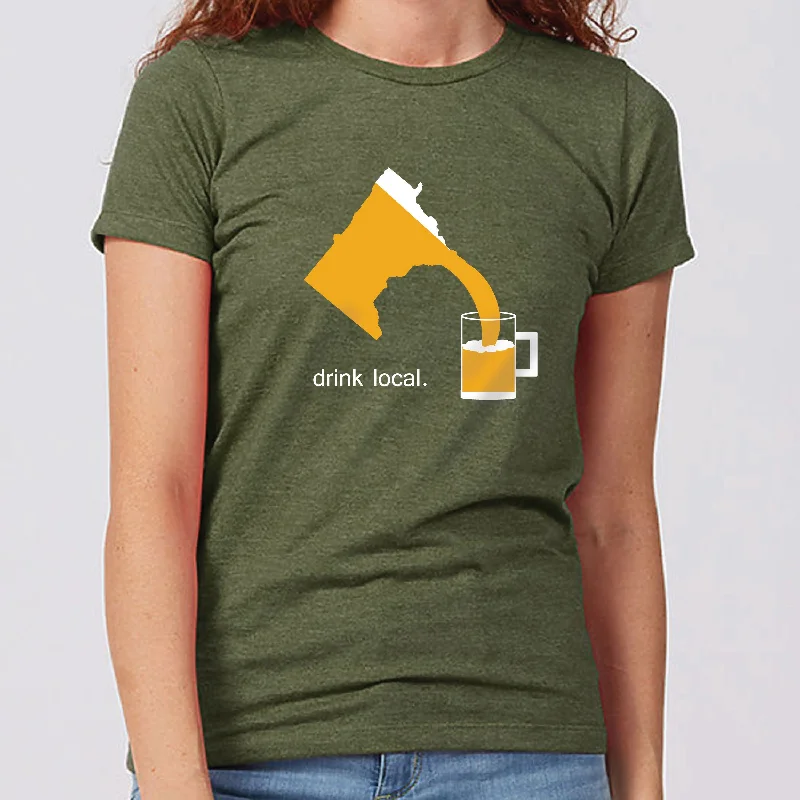 Drink Local Minnesota Women's Slim Fit T-Shirt Satin Blend Silk Blend Wool Blend