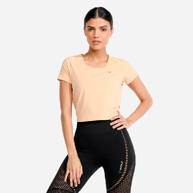 Evolve Crop Tee - Apricot Satin Fabric Silk Fabric Chiffon Fabric