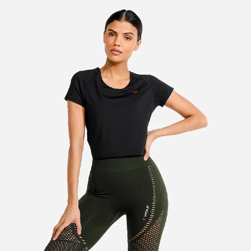 Evolve Crop Tee - Onyx Sequined Glittery Shiny