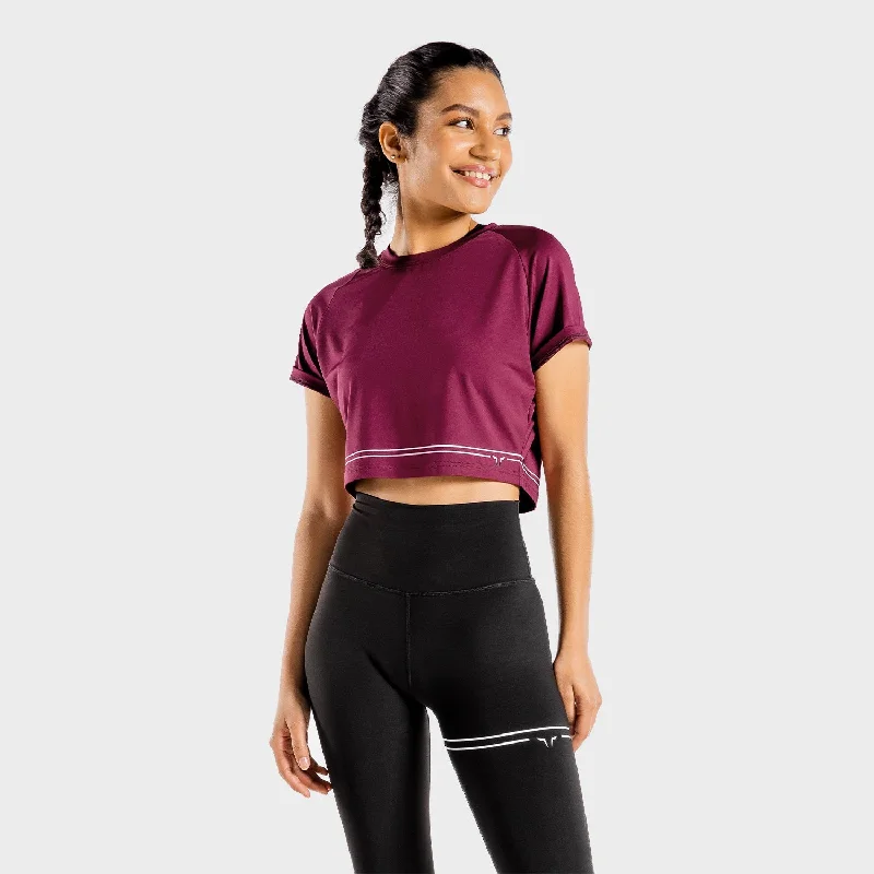 Flux Crop Tee - Maroon Fleece Nylon Spandex