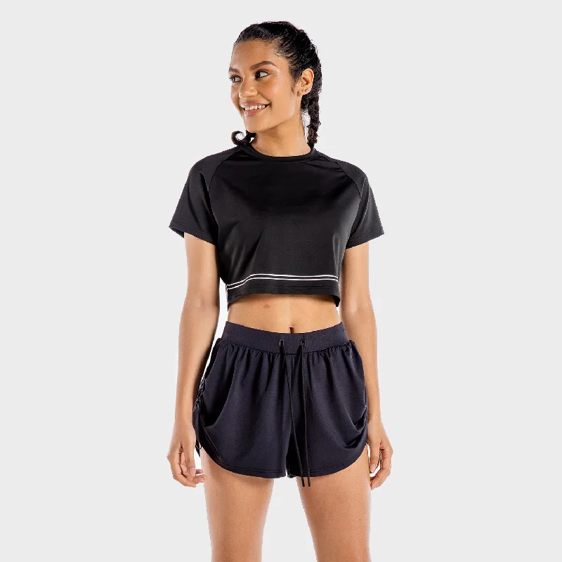 Flux Crop Tee - Onyx Graphic Embroidered Appliqued