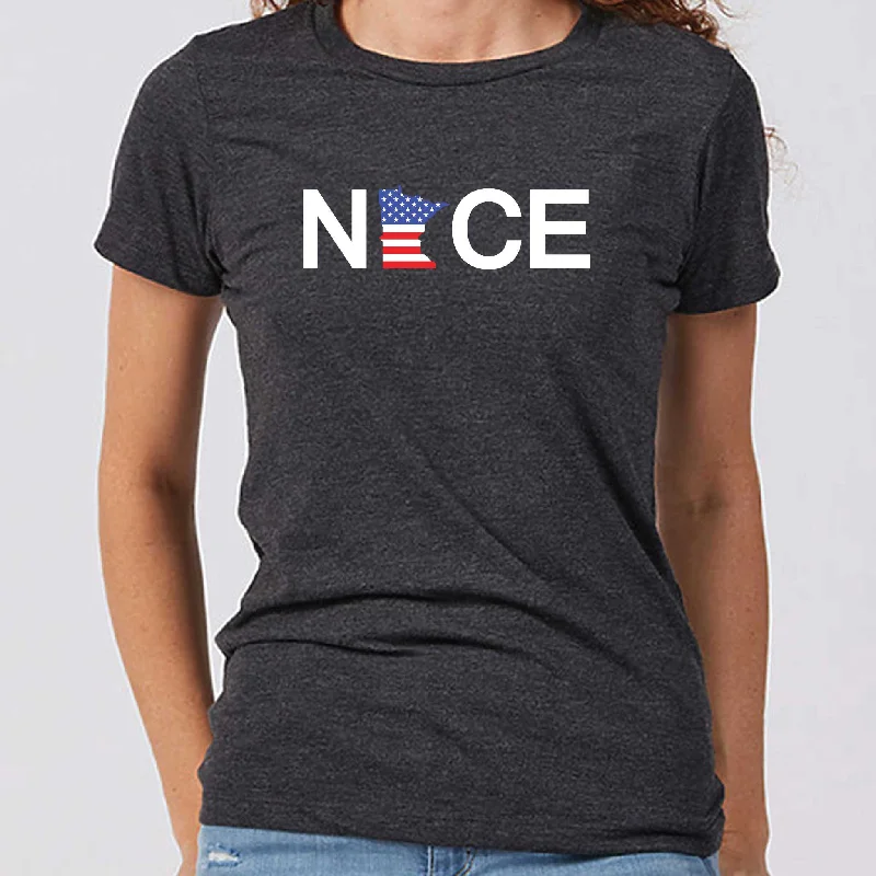 Fourth of July NICE Minnesota Women's Slim Fit T-Shirt Terry Blend Velvet Blend Canvas Blend