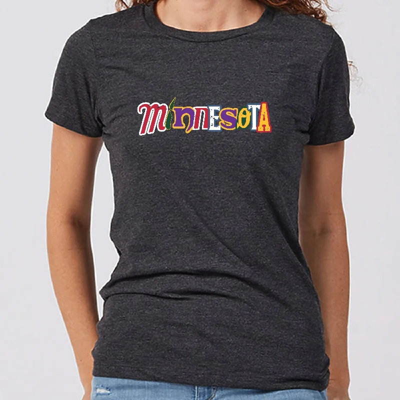 Go Team! Minnesota Women's Slim Fit T-Shirt Print Jacquard Patchwork