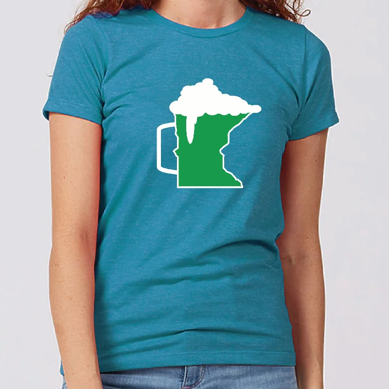 Green Beer Mug Minnesota Women's Slim Fit T-Shirt Oversized T-Shirt Spandex breathable