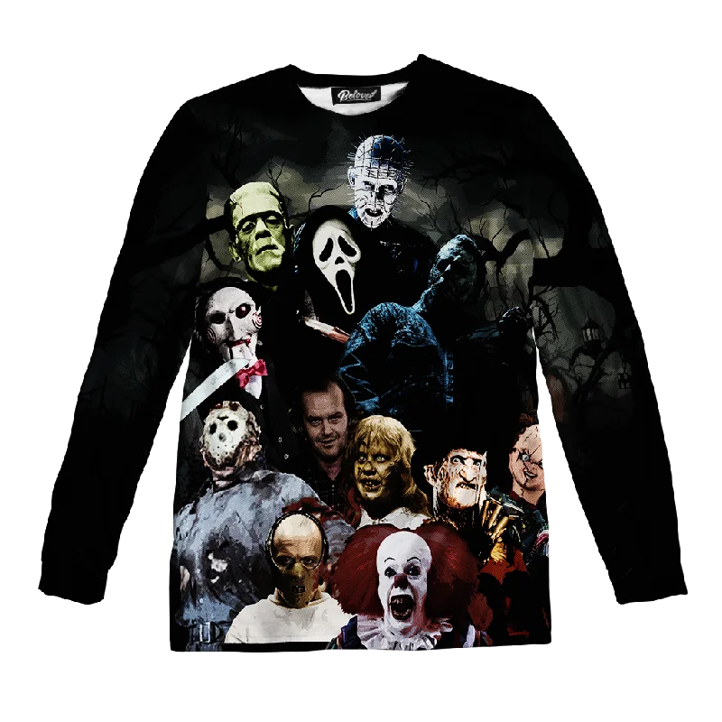 Halloween Gang Unisex Long Sleeve Tee Hooded Caped Shawl Collar