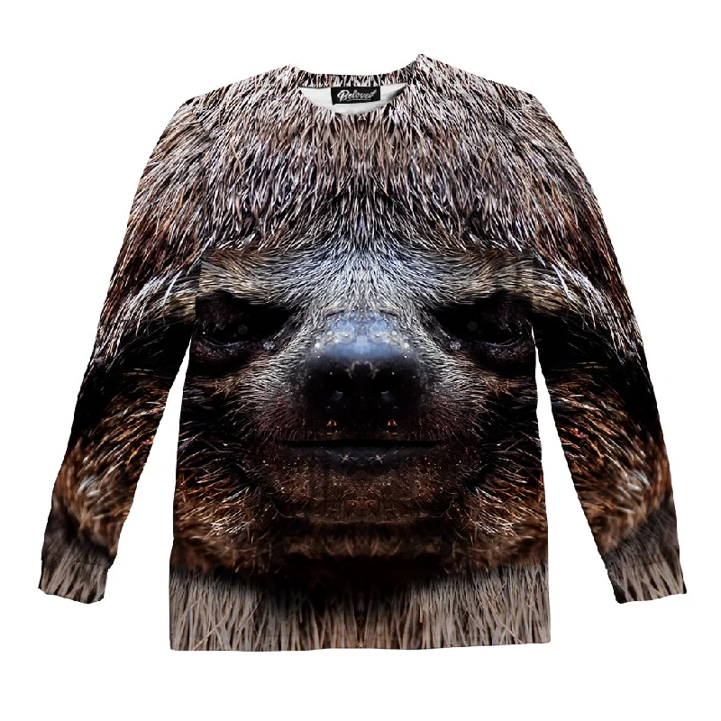 Happy Sloth Unisex Long Sleeve Tee Cashmere Blend Cotton Blend Poly Blend